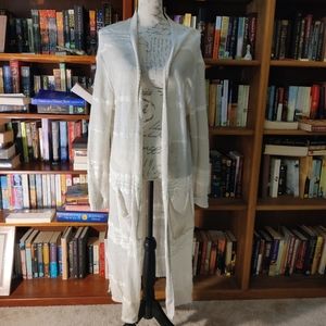 free people long knit cardigan size s cream
